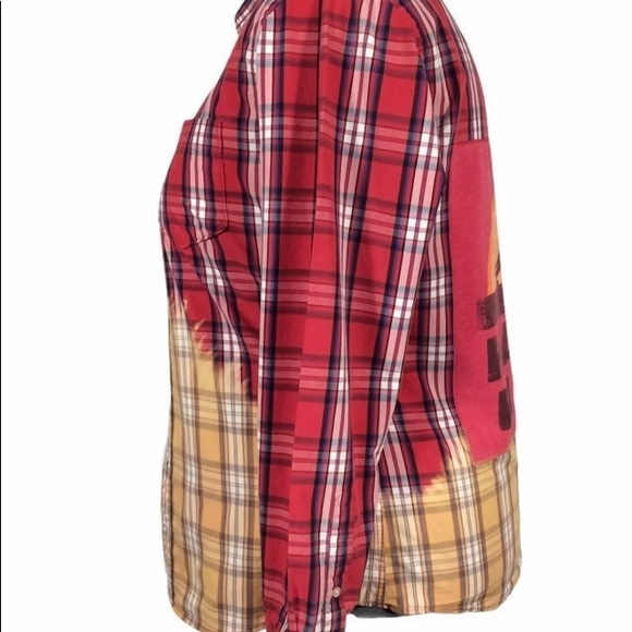 Hakuna Matata custom bleach dye plaid cotton shirt - Picture 4 of 8